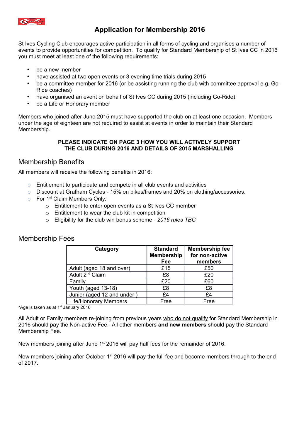 Application for Membership 2016