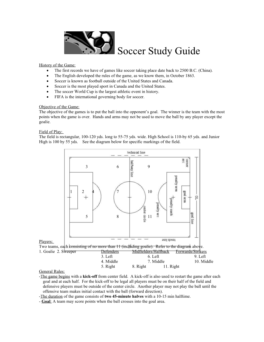 Soccer Study Guide