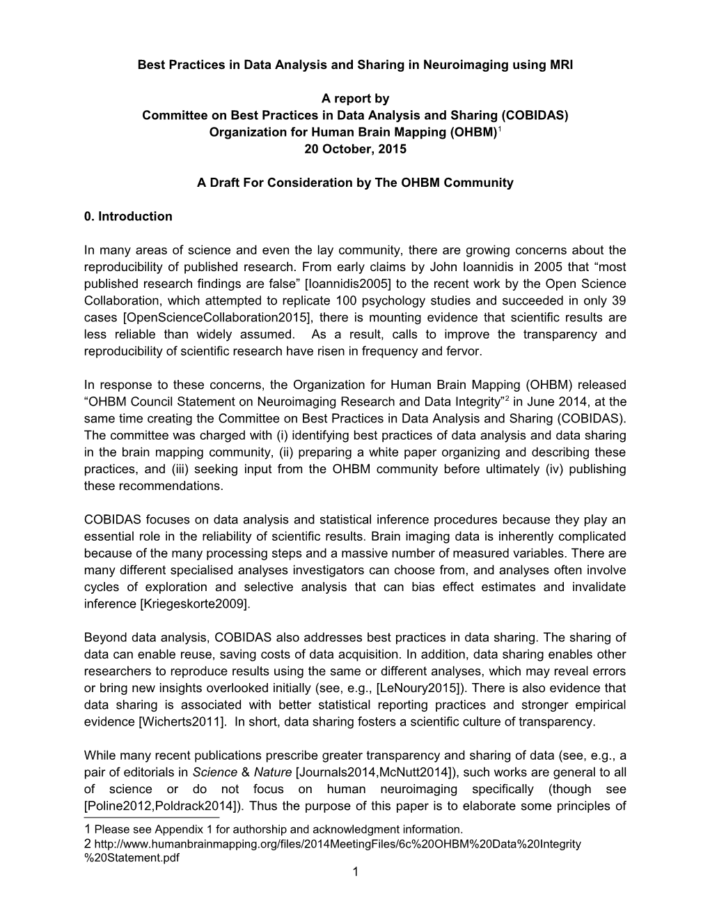 Best Practices in Data Analysis and Sharing in Neuroimaging Using MRI