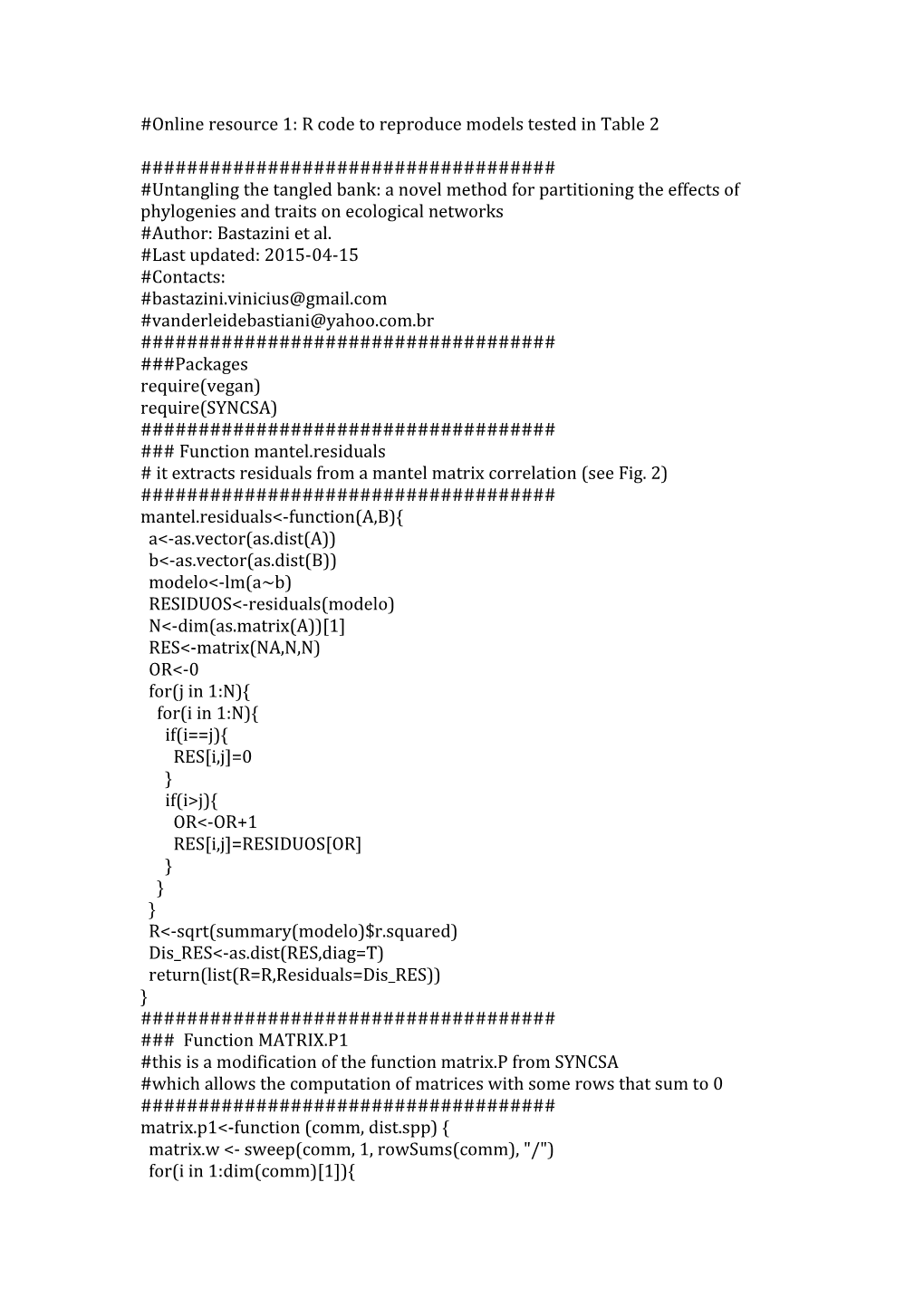 Online Resource 1: R Code to Reproduce Models Tested in Table 2