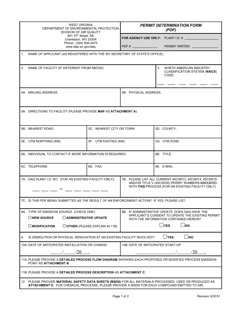 Permit Determination Form