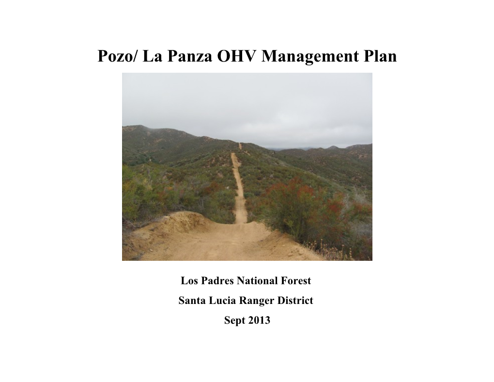 Pozo/ La Panza OHV Management Plan