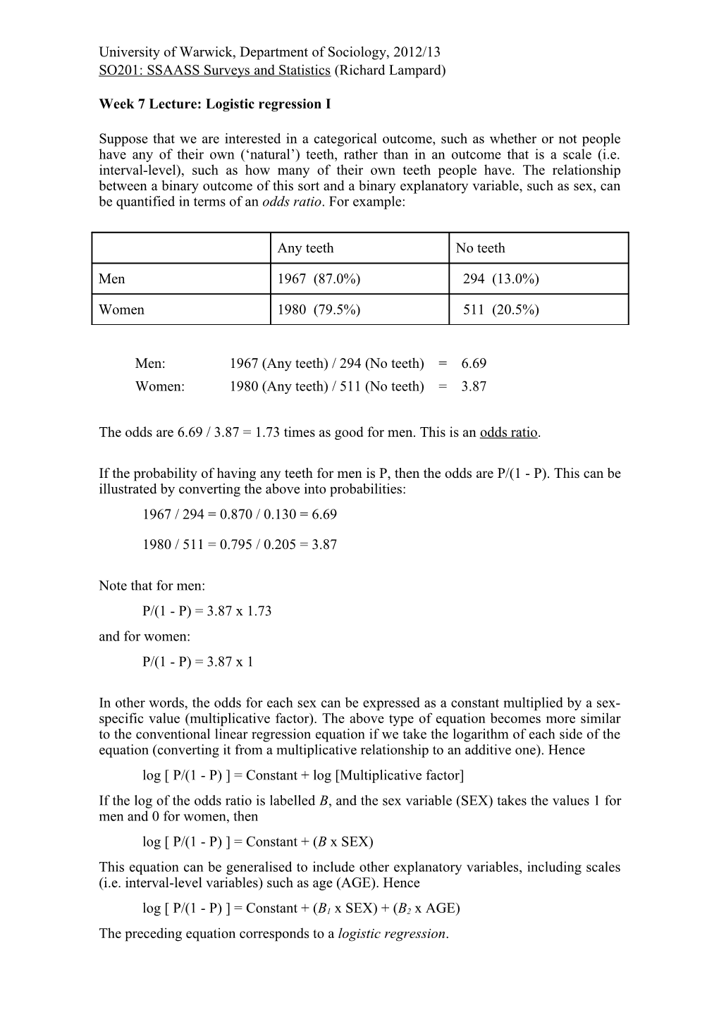 University of Warwick, Department of Sociology, 1997/98