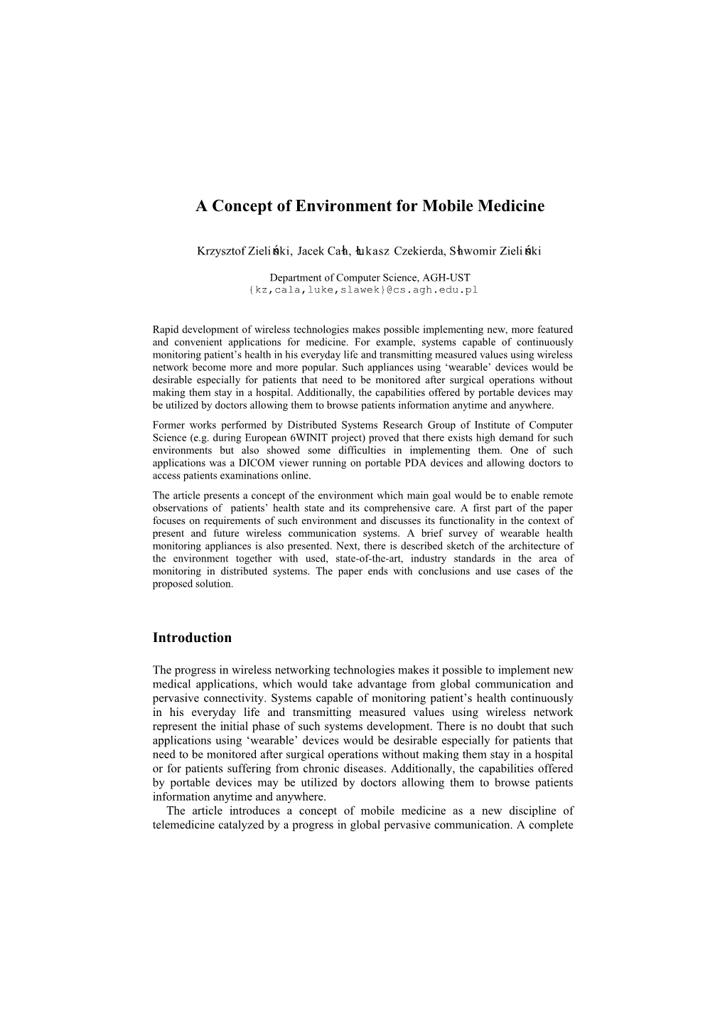 A Concept of Environment for Mobile Medicine