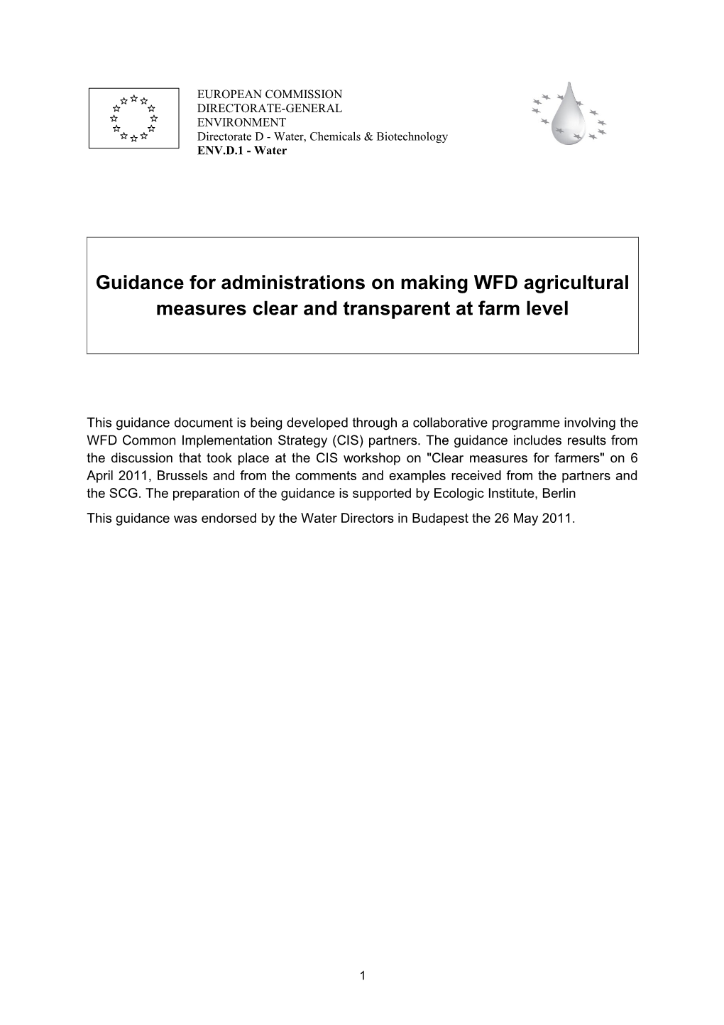Guidance on Making Agricultural Measures Clear and Transparent at Farm Level