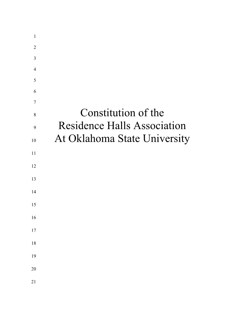 Constitution of the Residence Halls Association of Oklahoma State University