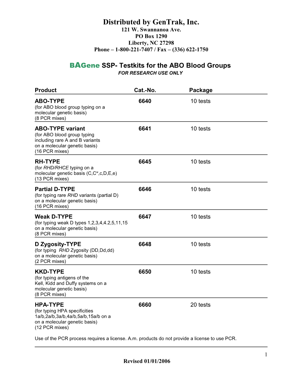 Bagene SSP-Kits Reaction Mixes Ready to Use Pre-Aliquoted