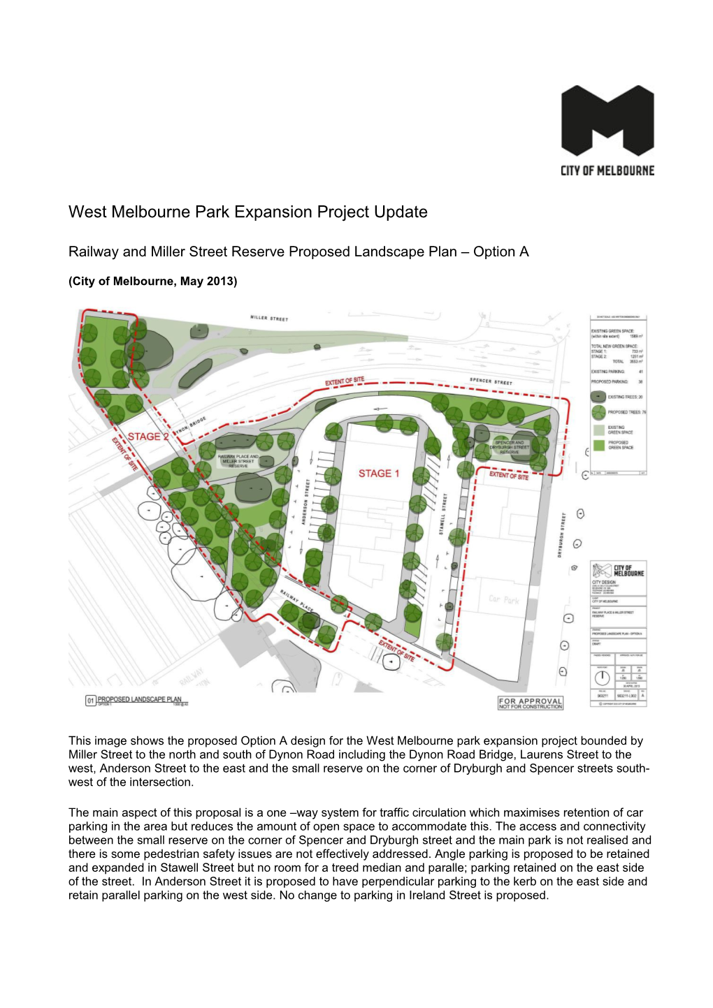 Railway and Miller Street Reserve Proposed Landscape Plan Option A
