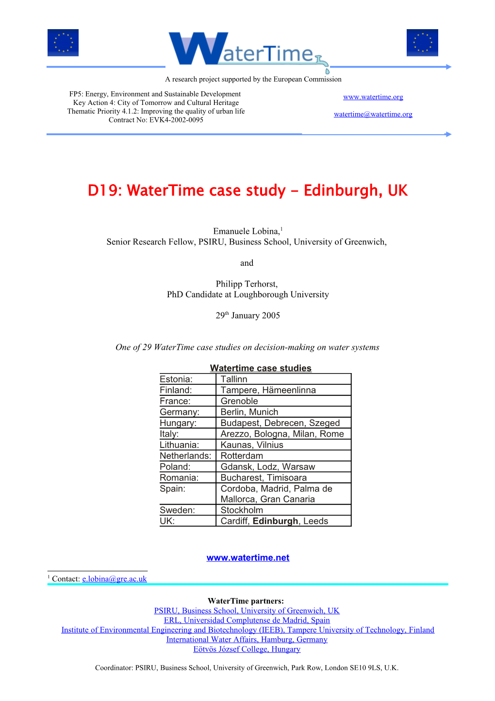 D19: Watertime Case Study - Edinburgh, UK