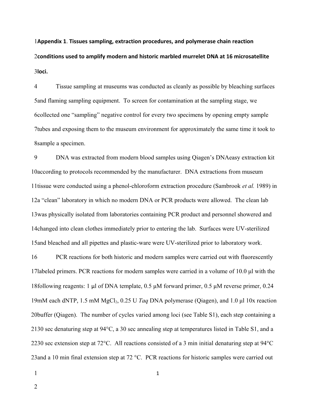 Appendix 1. Tissues Sampling, Extraction Procedures, and Polymerase Chain Reaction Conditions