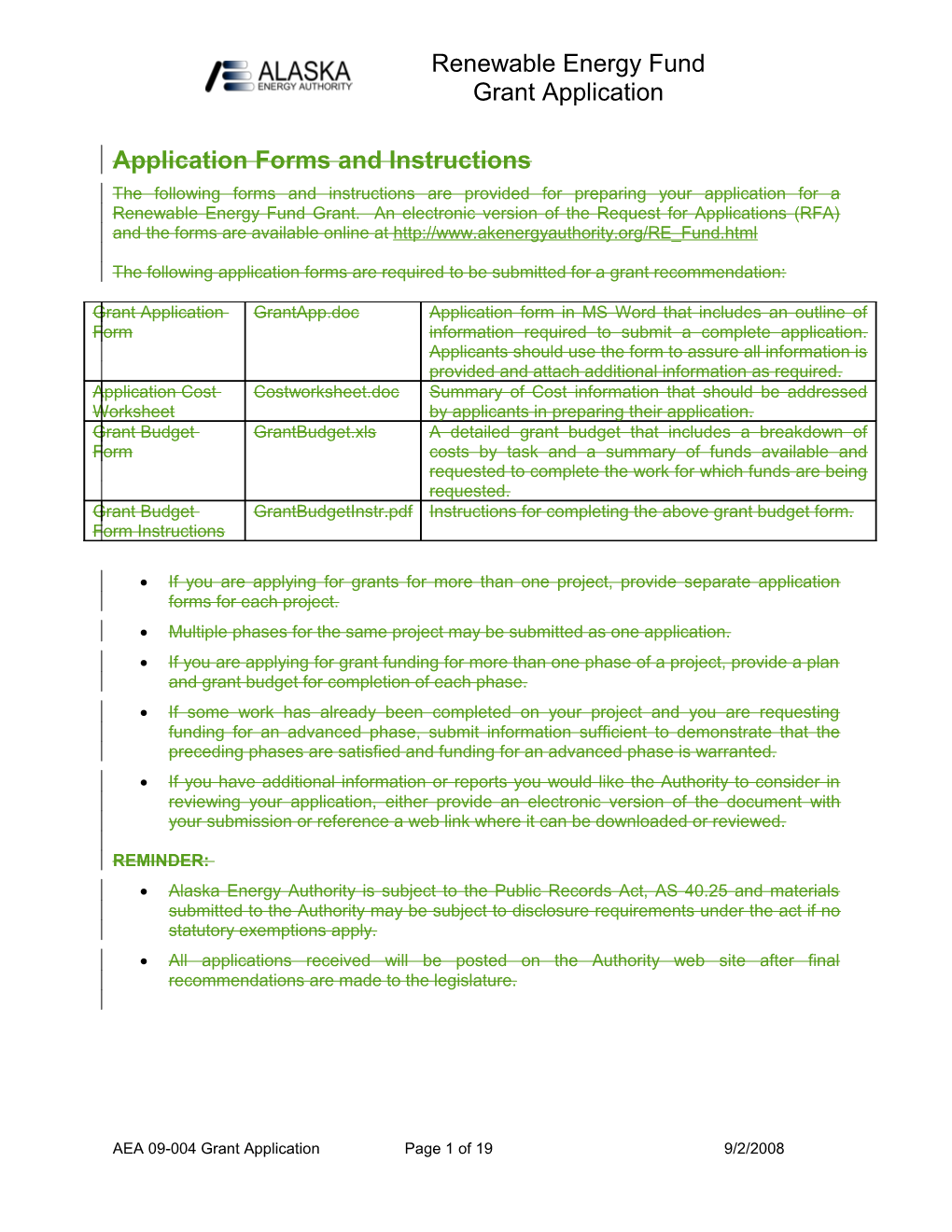 Attachment a Grant Application