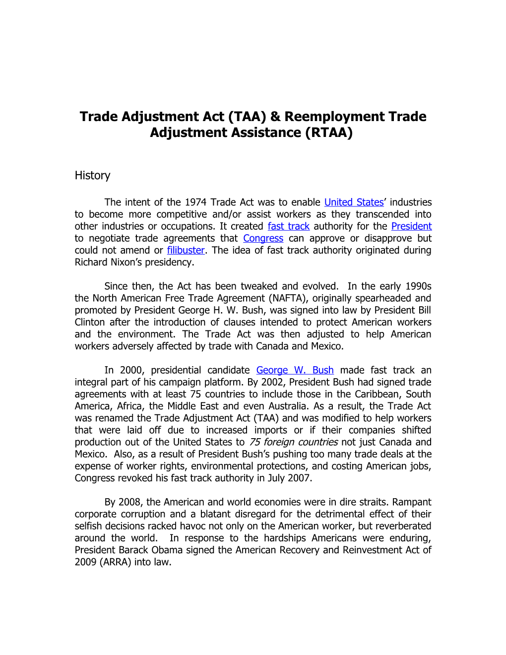 Trade Adjustment Act (TAA) & Alternative Trade Adjustment Assistance (ATAA) Overview