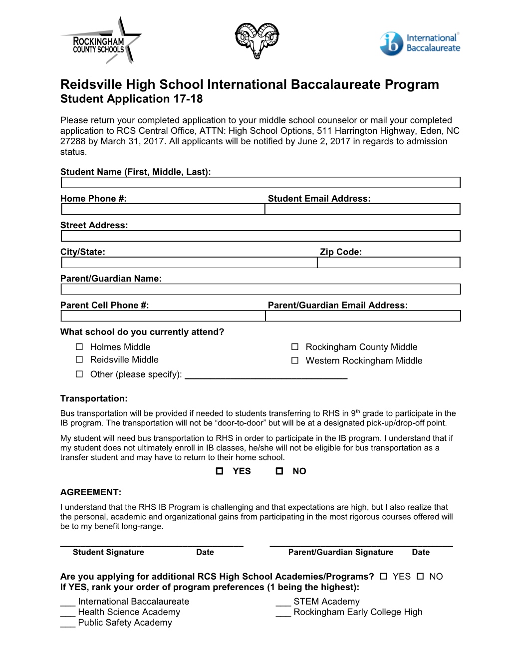 Reidsvillehigh School International Baccalaureate Program