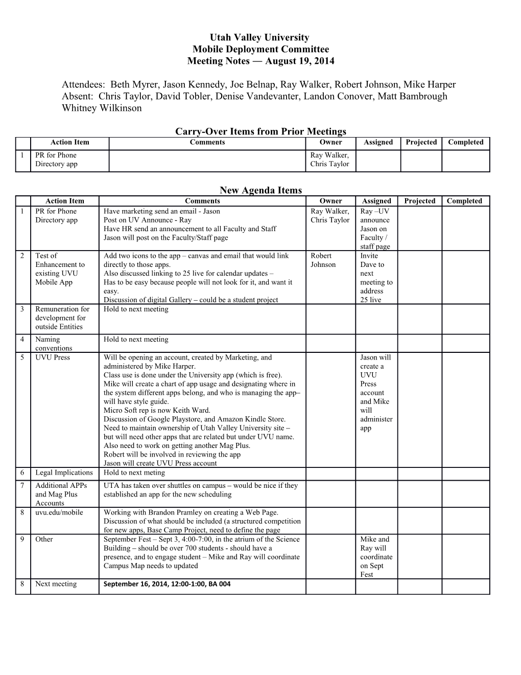 Mobile Deployment Committee