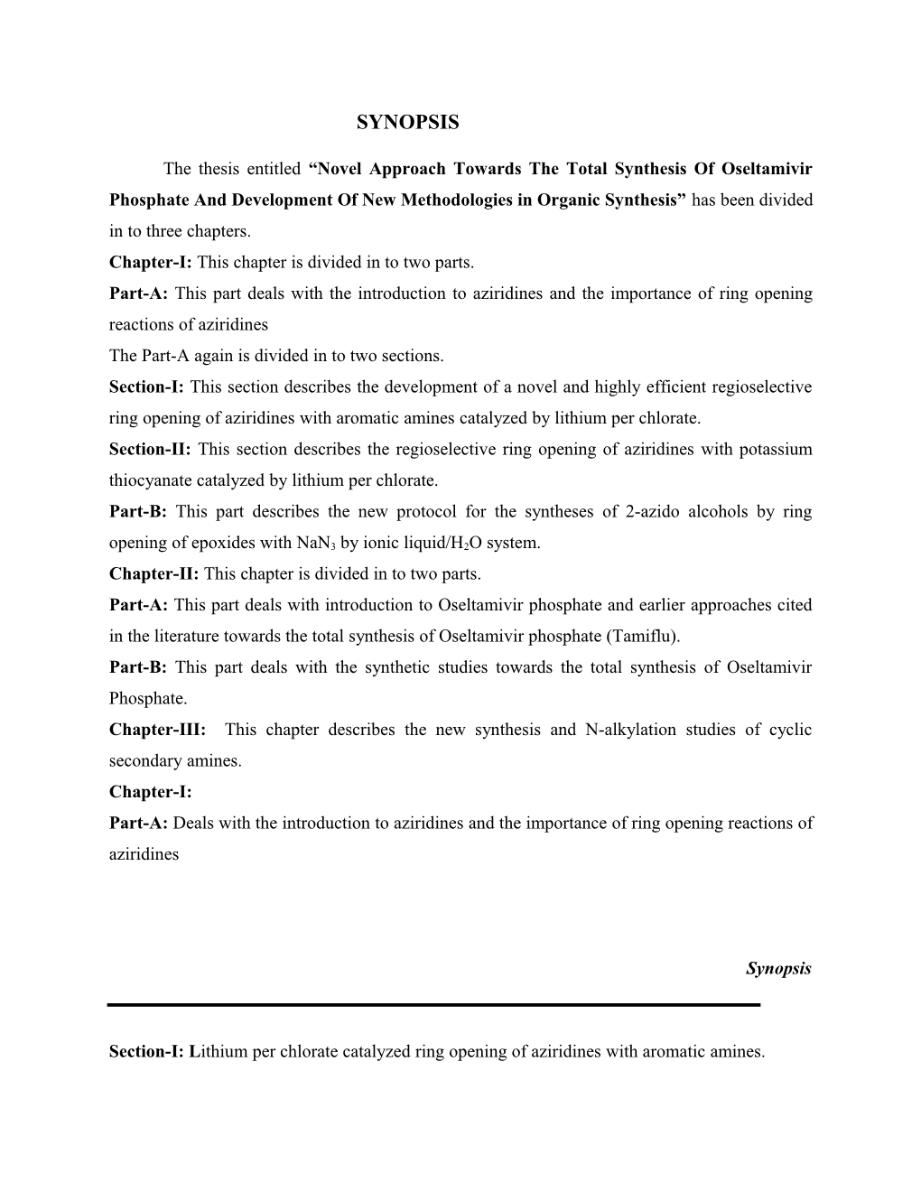 Chapter-I: This Chapter Is Divided in to Two Parts