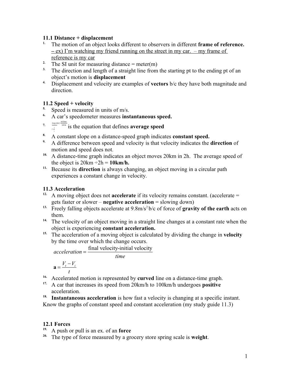 11.1 Distance + Displacement