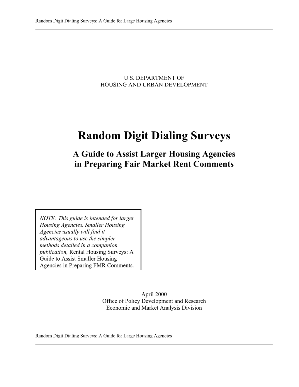Random Digit Dialing Surveys