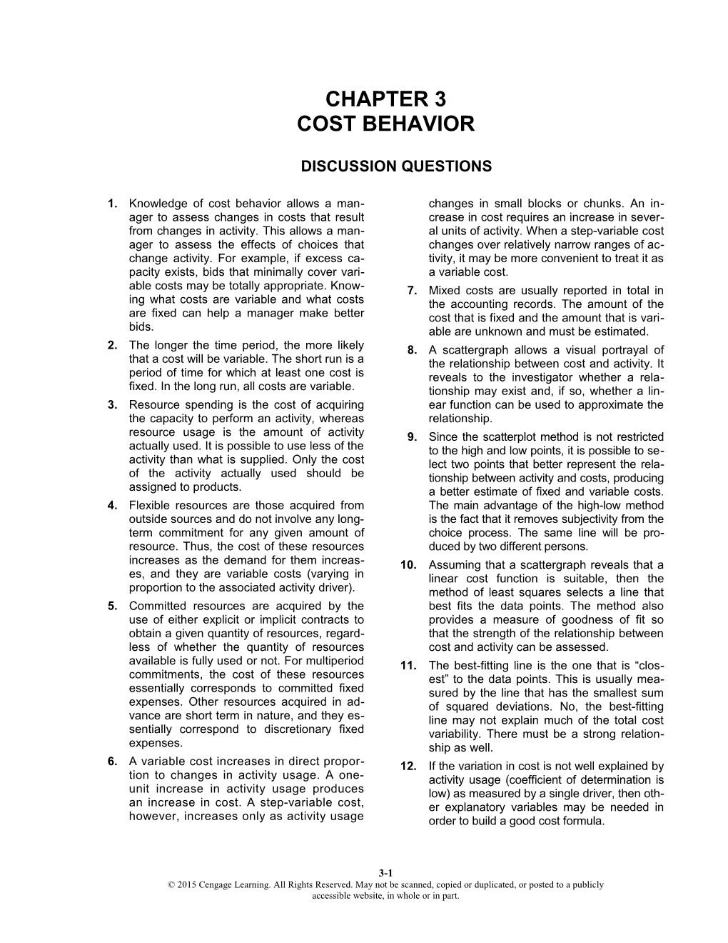 Chapter 3Cost Behavior