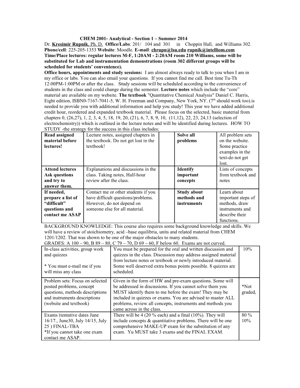 CHEMISTRY 2001-Section 2 -Fall 2000