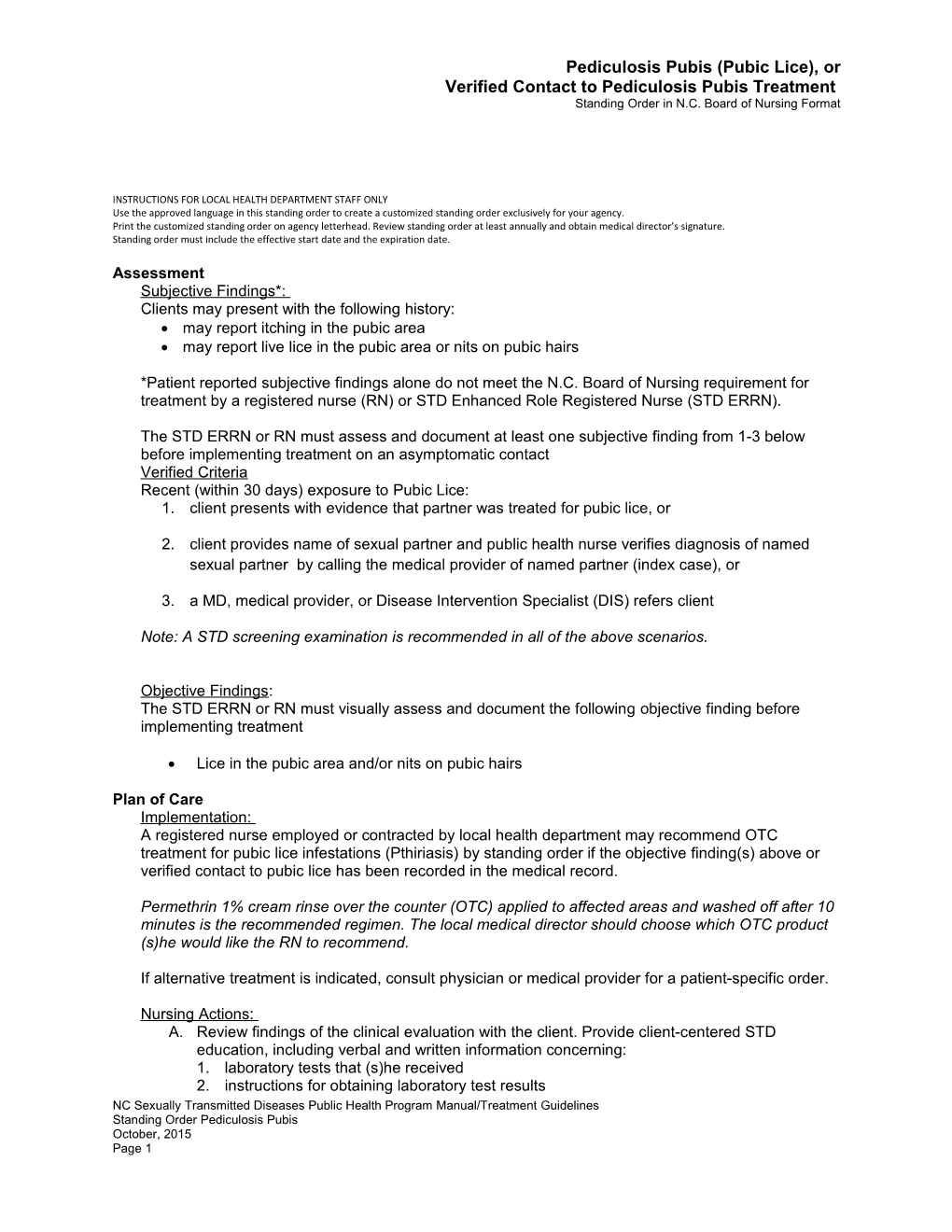 Standing Order: Evaluation and Treatment of Herpes Simplex Virus Infection (HSV)