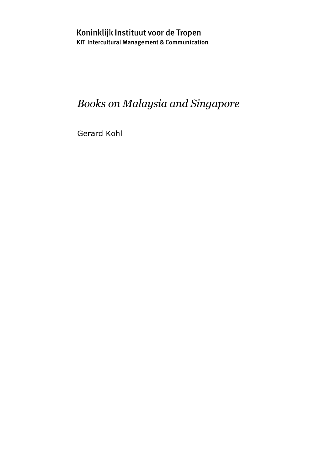 Boekenlijst Maleisië En Singapore