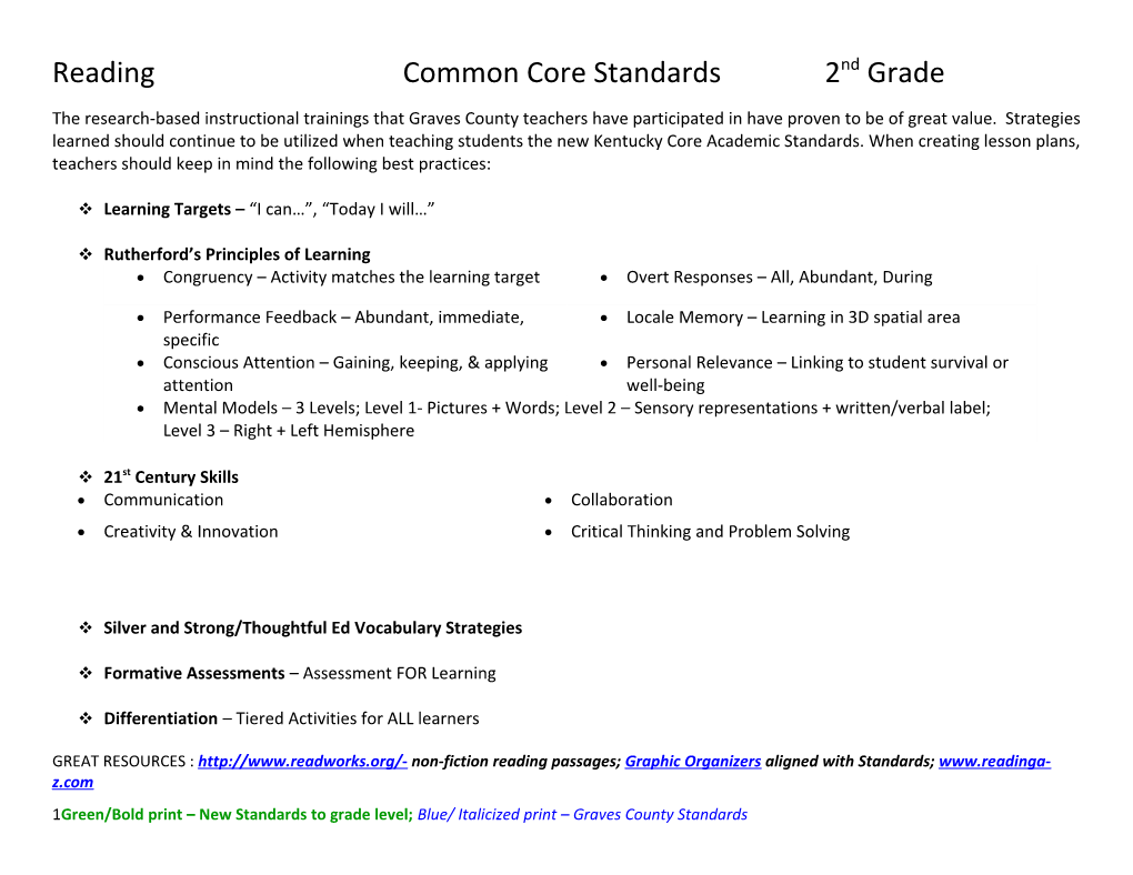 Readingcommon Core Standards2nd Grade