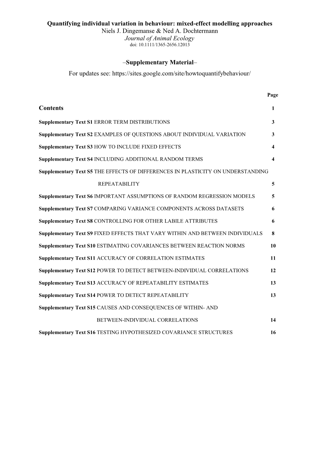 Quantifying Individual Variation in Behaviour: Mixed-Effect Modelling Approaches