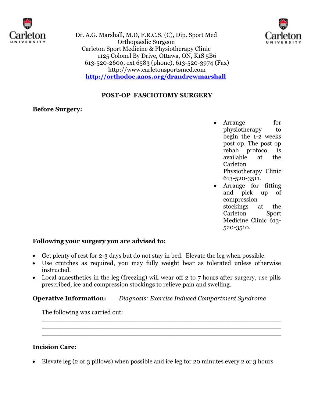 Post Op Arthroscopy of the Knee