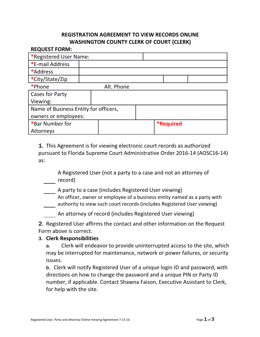 Registrationagreement to View Records Online