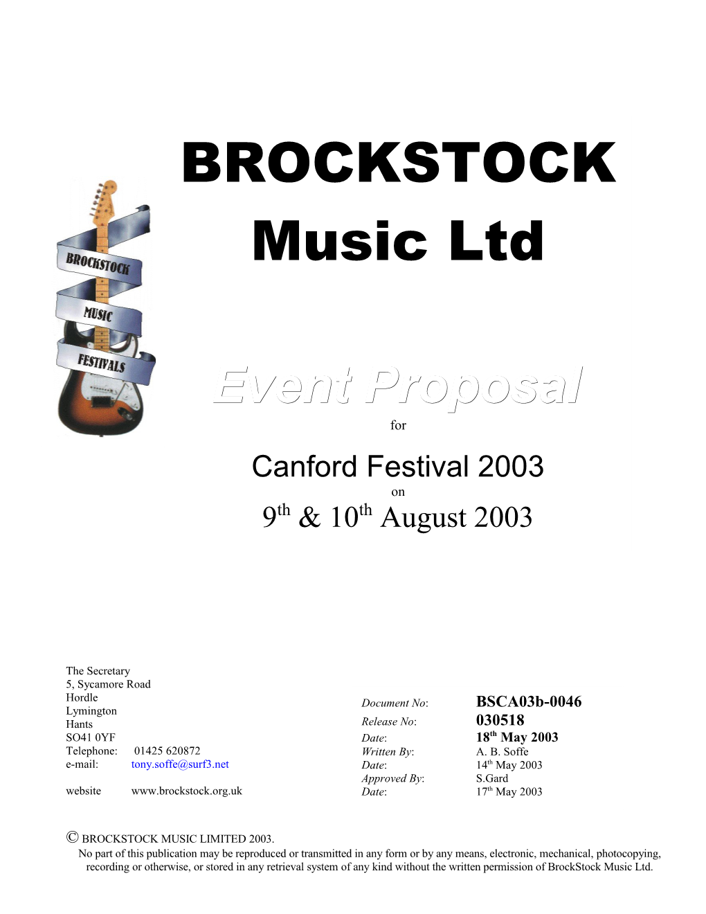 Brockstock Music Limited Event Proposal