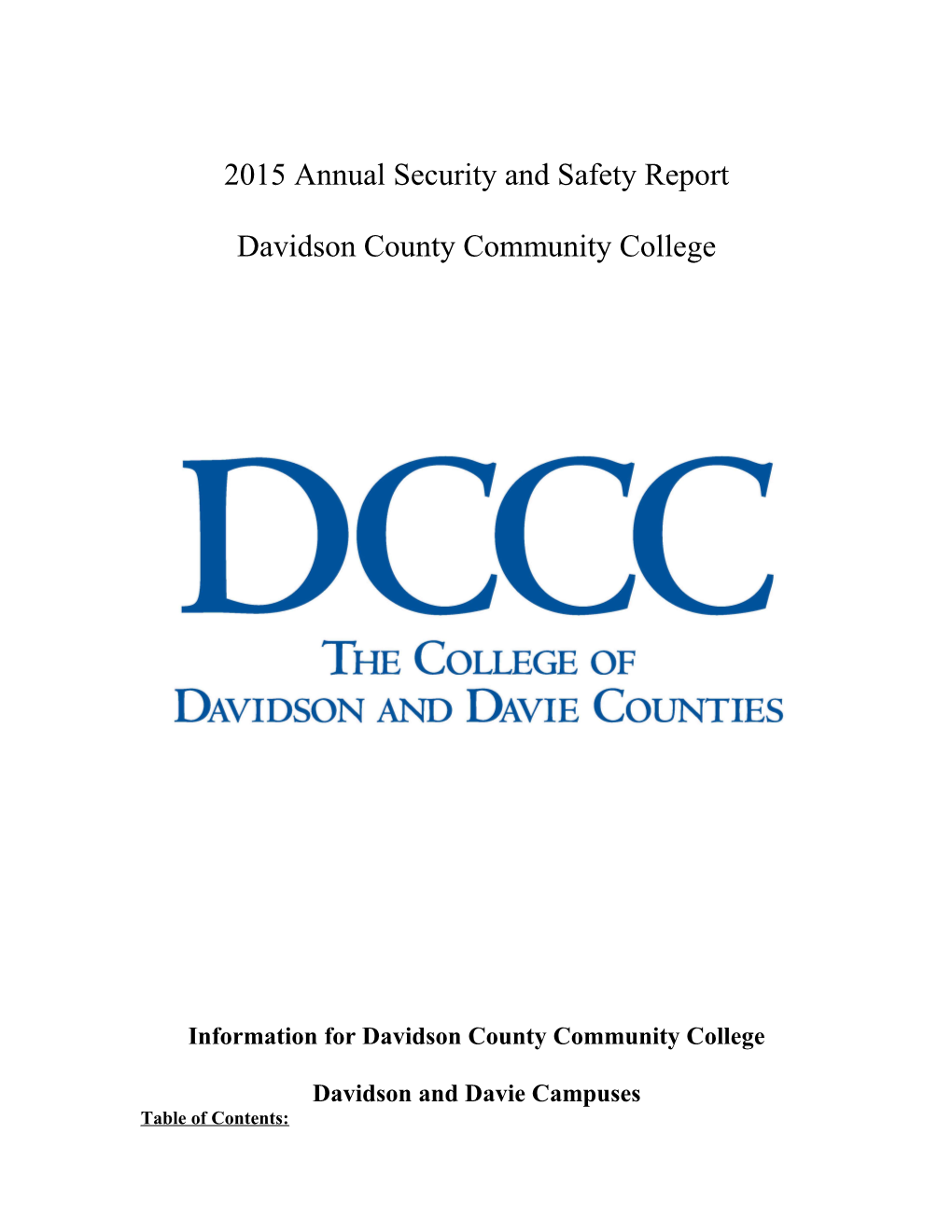 Information for Davidson County Community College