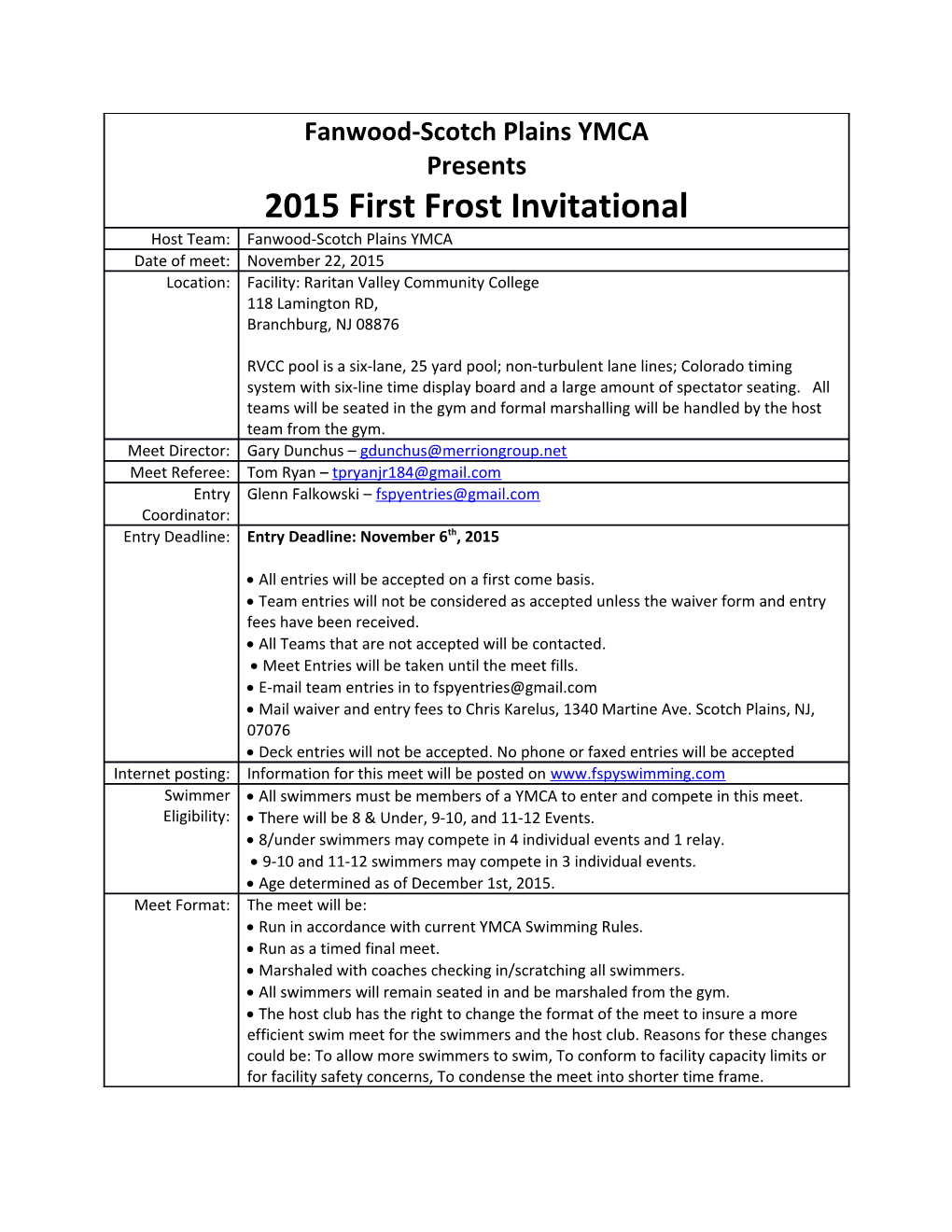 FSPY 2015 First Frost Invitational