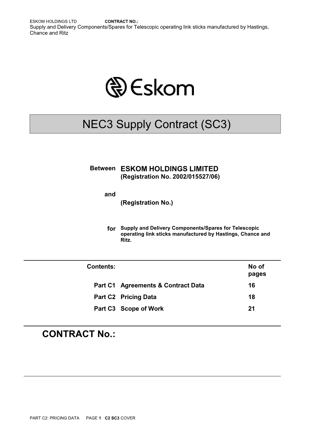 Eskom Holdings Ltd Contract No