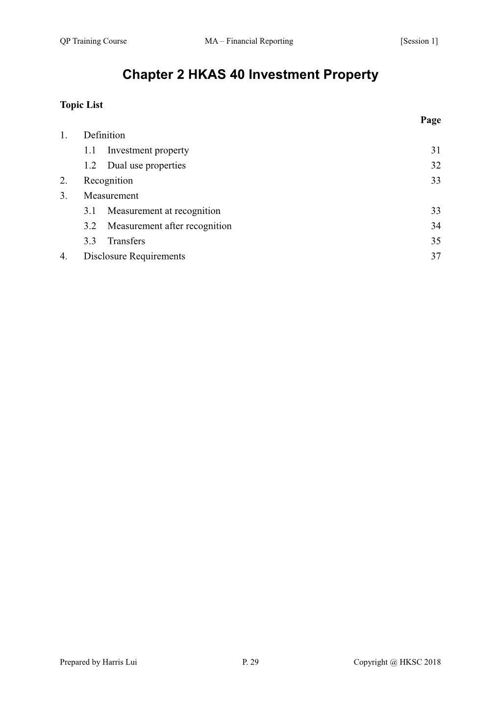 Chapter 9 HKSSAP 13 Accounting for Investment Properties