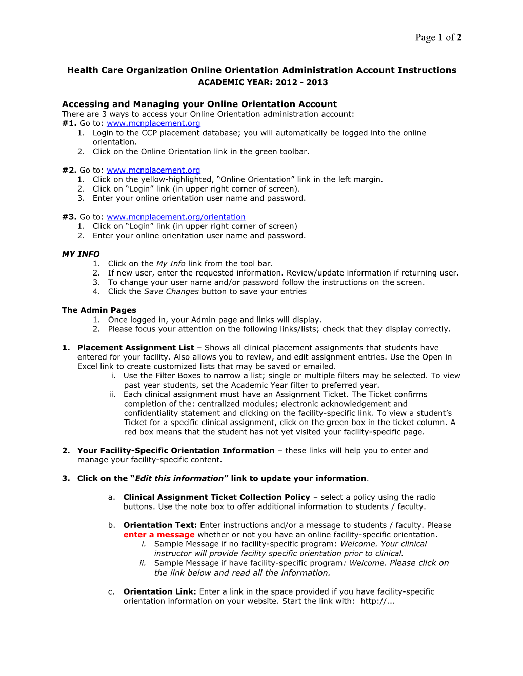 Massachusetts Centralized Clinical Placement Online Orientation