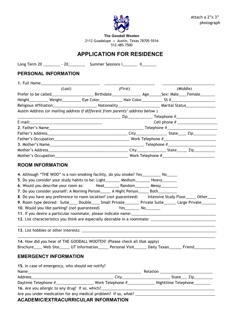 Application for Residence