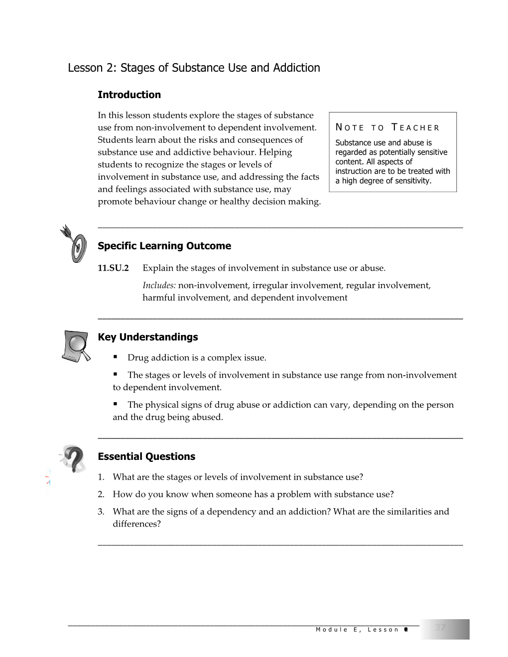 Lesson 2: Stages of Substance Use and Addiction