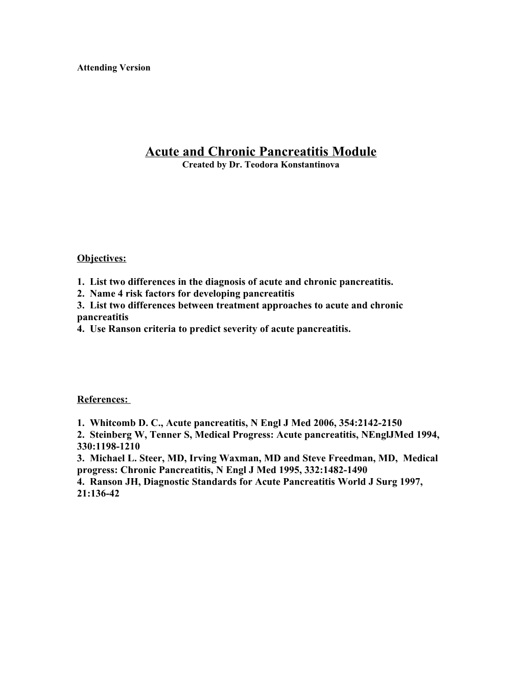 Acute and Chronic Pancreatitis Module