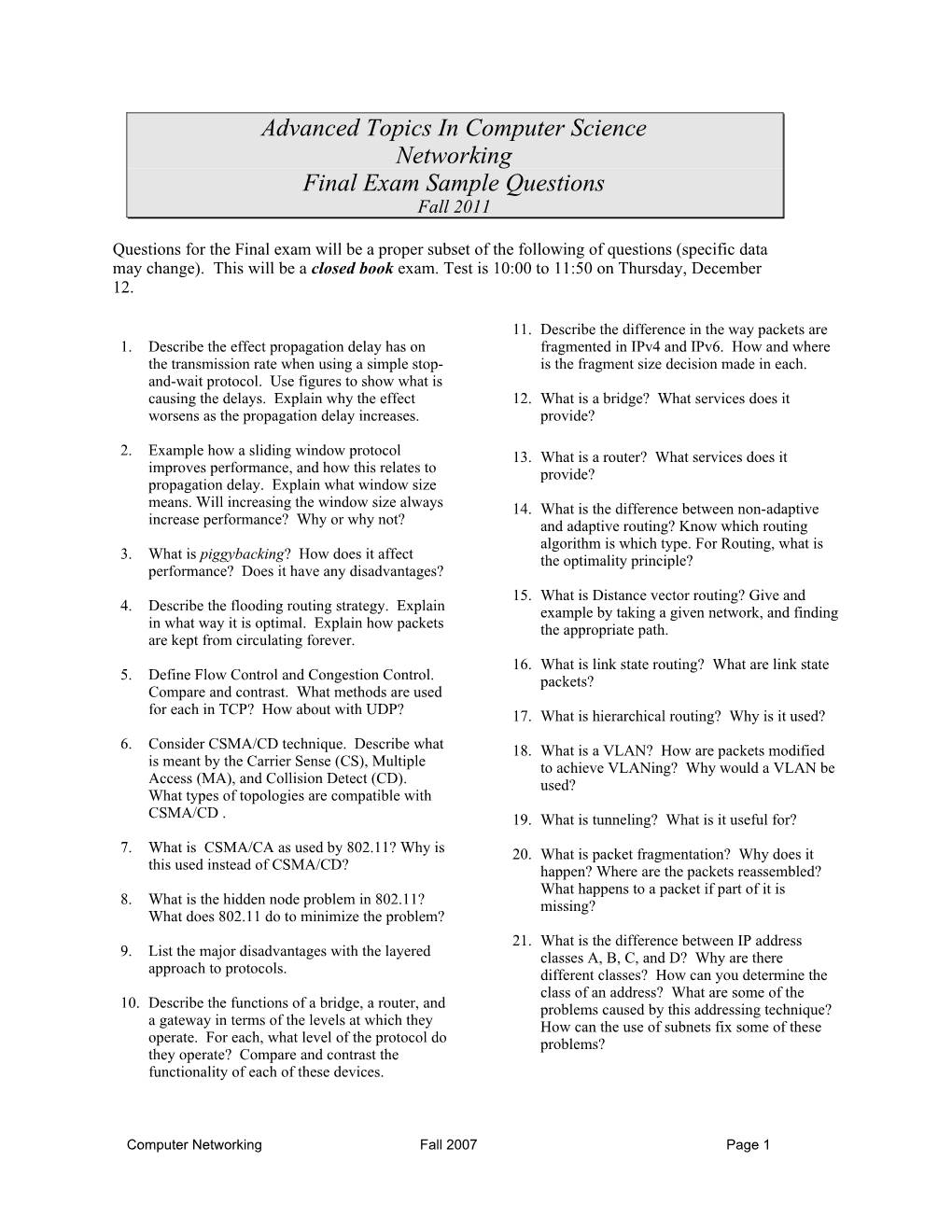 Advanced Topics in Computer Science