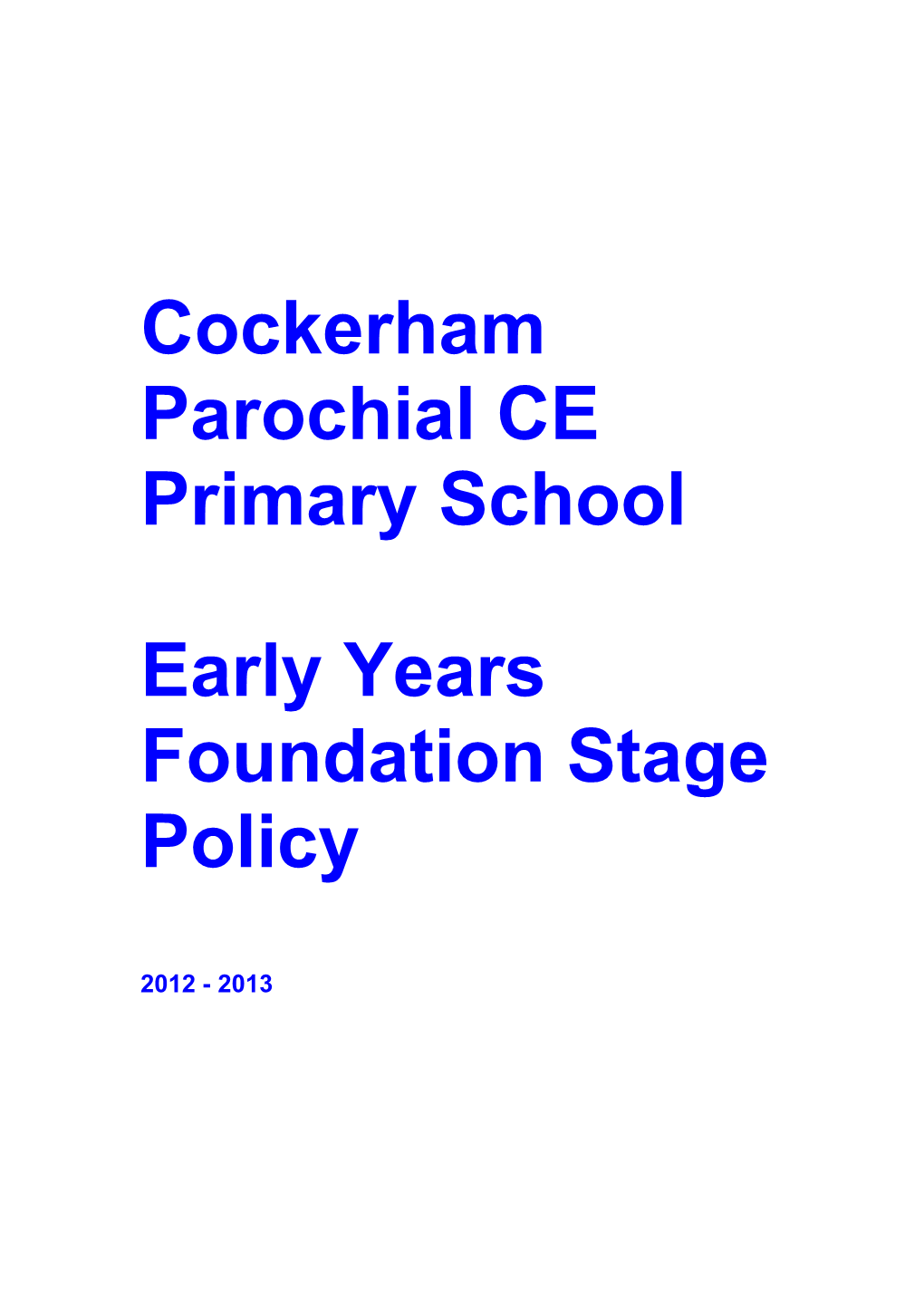 Cockerham Parochial CE Primary School