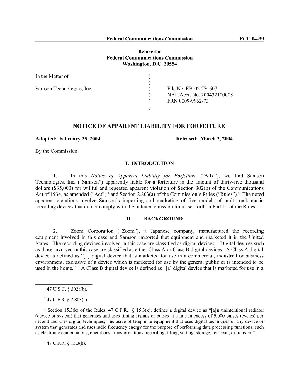 Federal Communications Commissionfcc 04-39