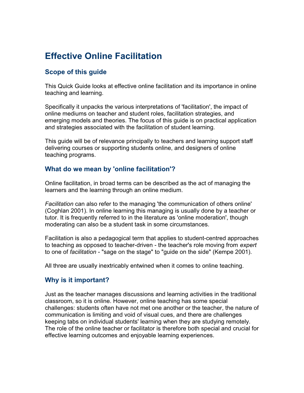 Effective Online Facilitation