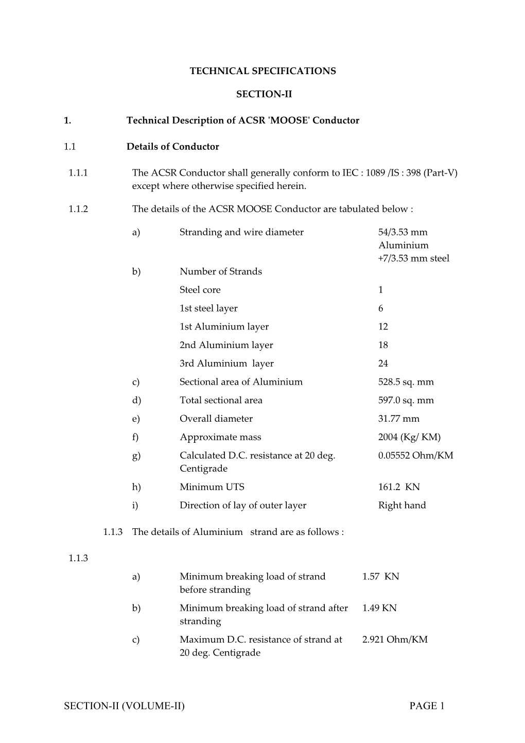 1.Technical Description of ACSR 'MOOSE' Conductor