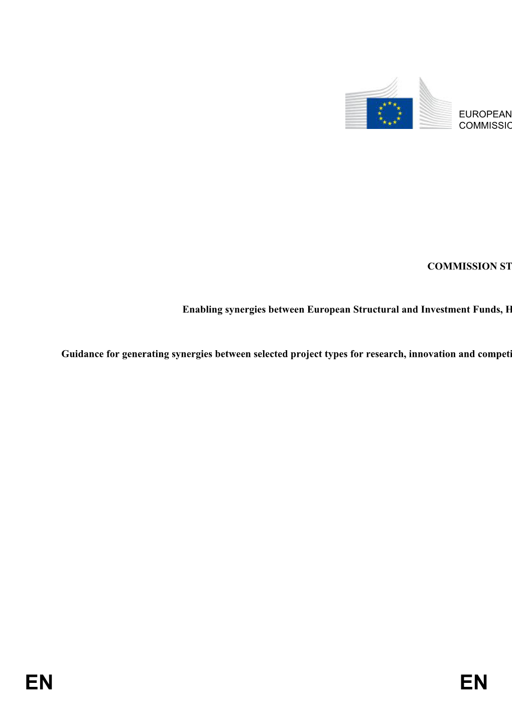 To SWD(2014) Enabling Synergies Between European Structural and Investment Funds, Horizon