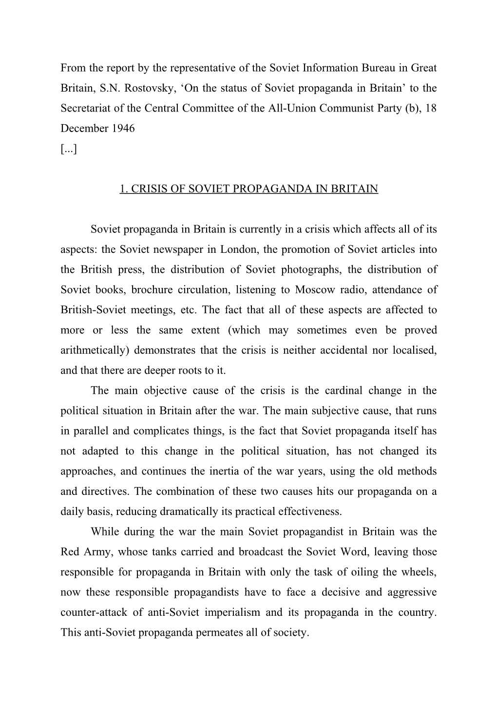 1946-12-18 Rostovsky Report Propaganda Britain