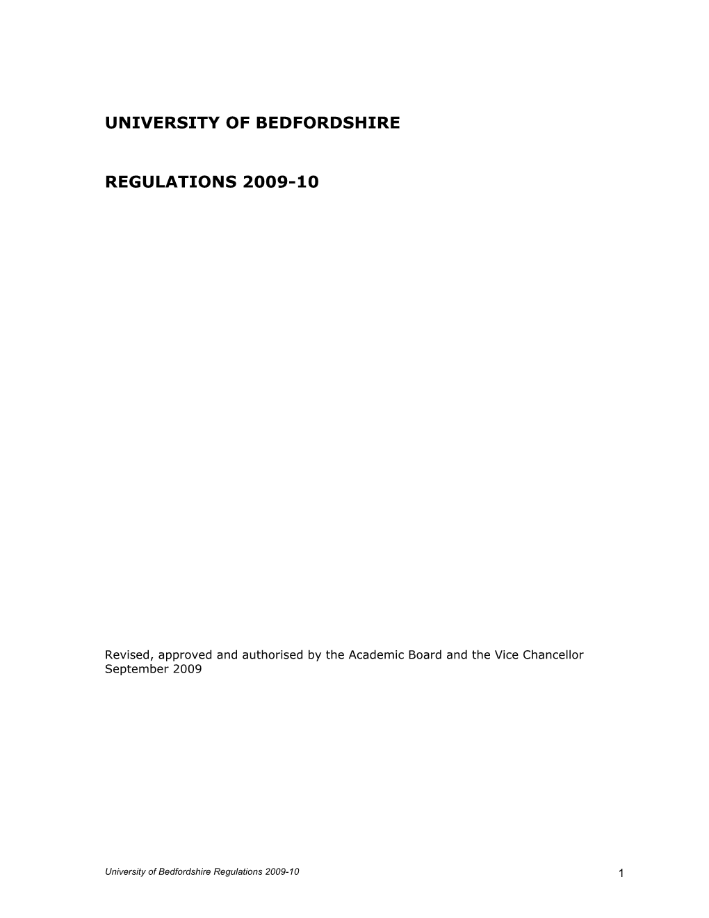 University of Bedfordshire - Regulations 2009-10