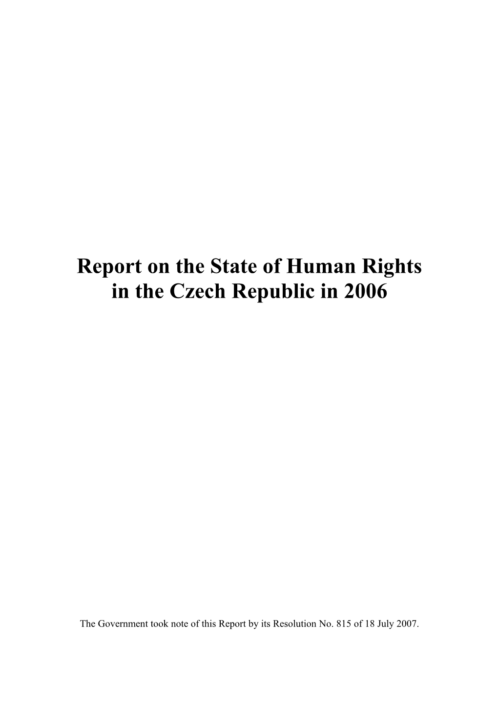 Report on the State of Human Rights