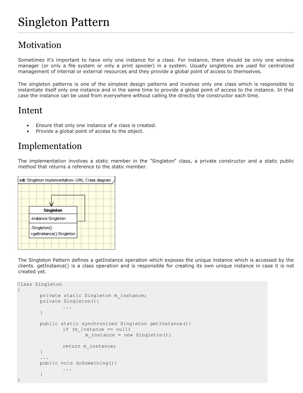 Singleton Pattern