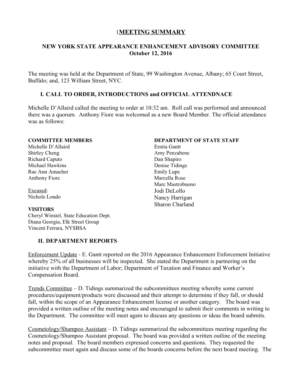 New York State Appearance Enhancement Advisory Committee