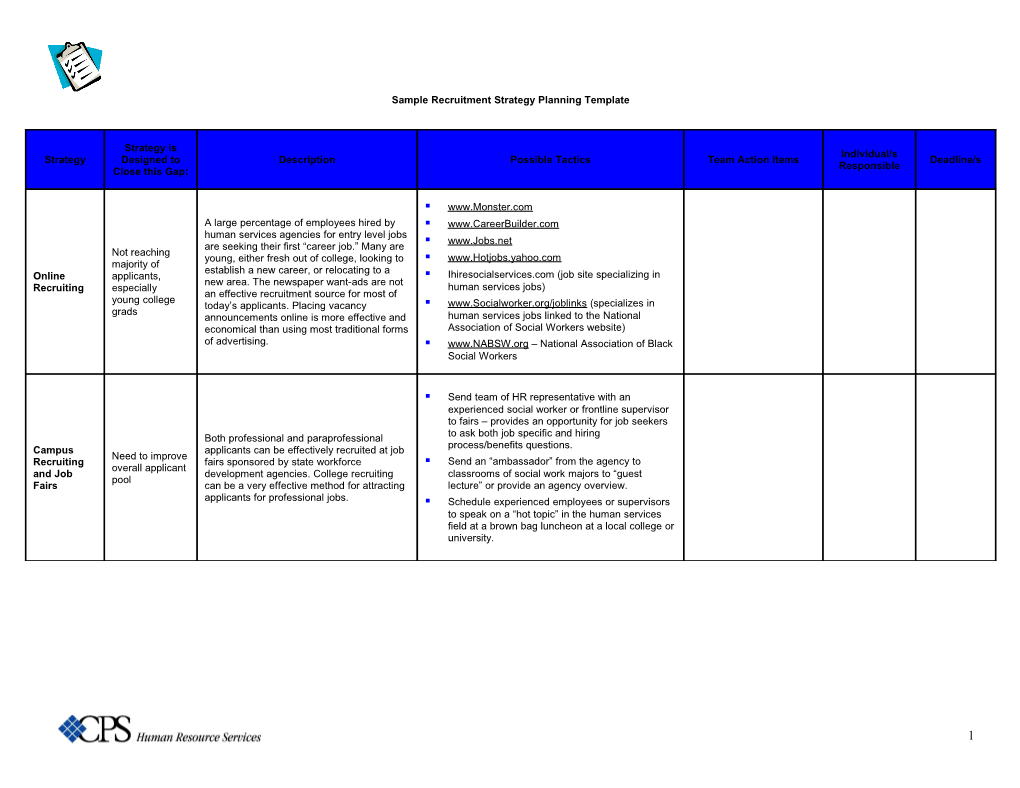 Sample Recruitment Strategy Planning Template